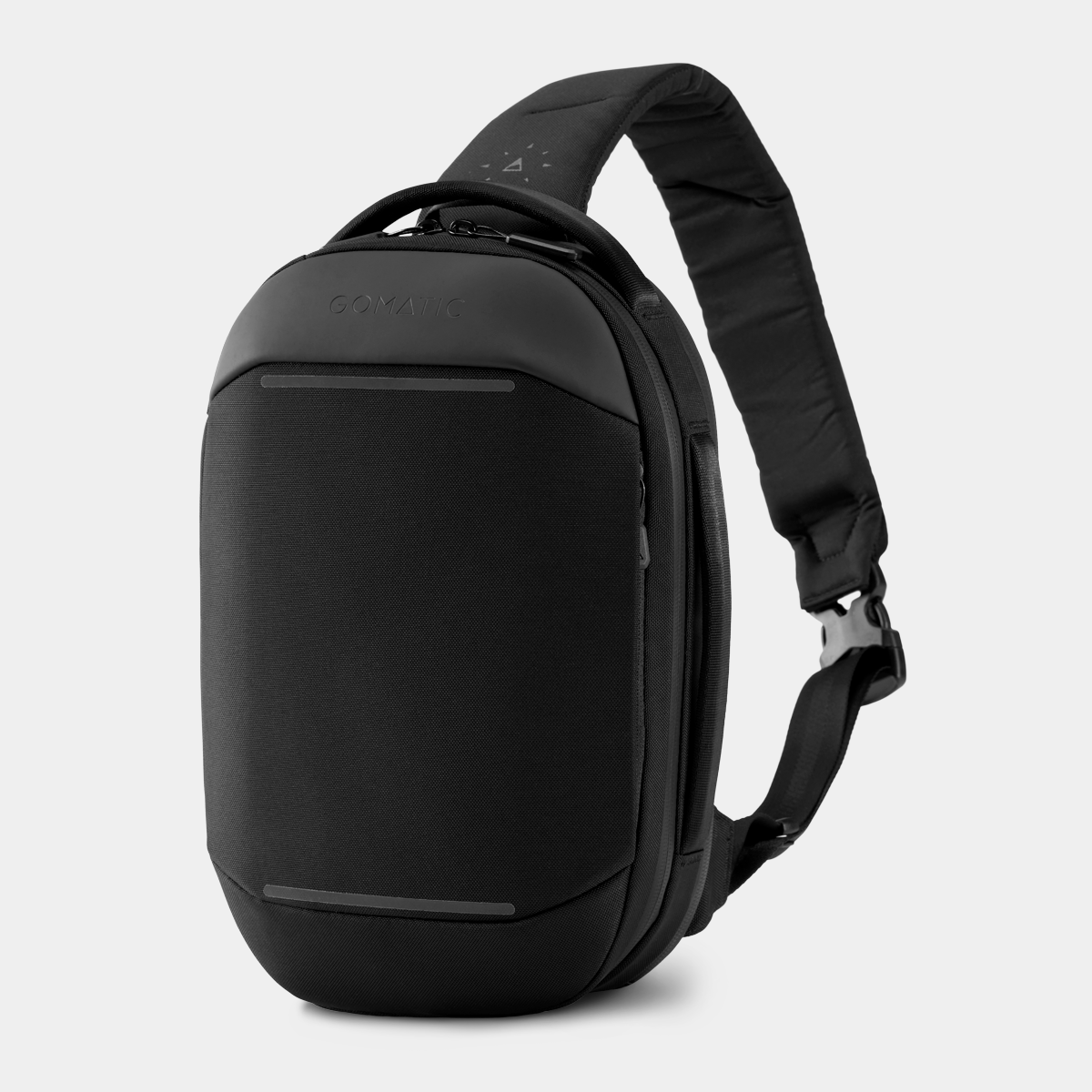 Gomatic Navigator Sling 6L Black Front Angle View With Straps#color_black