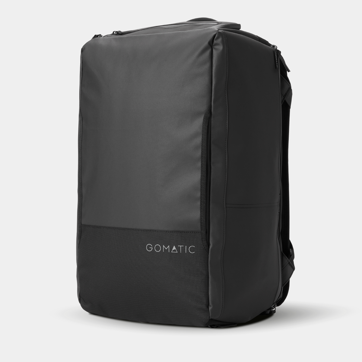 Gomatic Black Travel Bag 40L Front Angle View