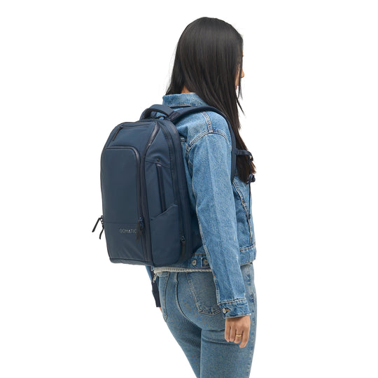Gomatic Navy Travel Pack 14L bACKPACK Angle View#color_navy